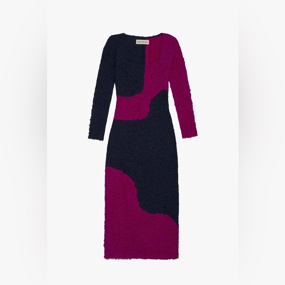 Mara Hoffman Amy Popcorn Dress Abstract Navy Fuchsia Bodycon Colorblock Designer - Picture 5 of 16